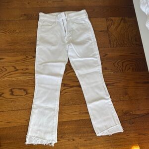 White Frayed Hem Jeans